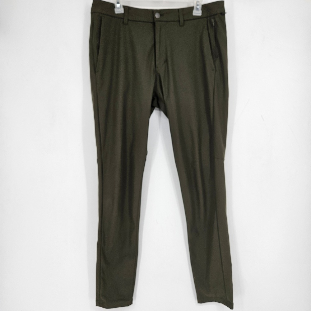 Lululemon Commission Pants Mens 34 Green Chino Performance Stretch Casual